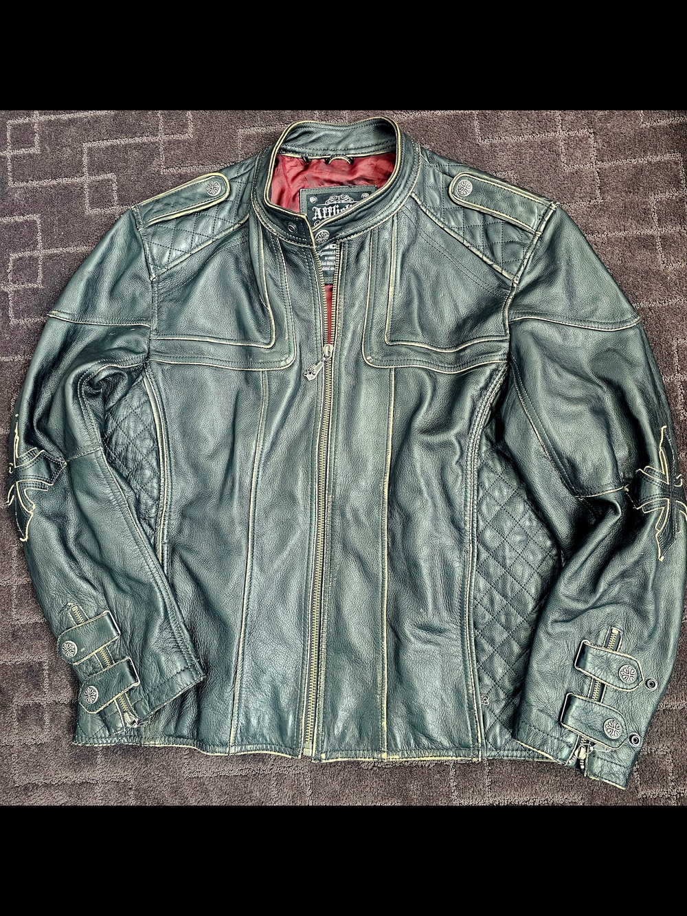 Affliction Men's Black Limited Edition Quilted Leather Jacket